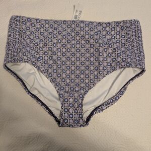 Lands End Blue and White Patterned Swim Bottoms SZ Large